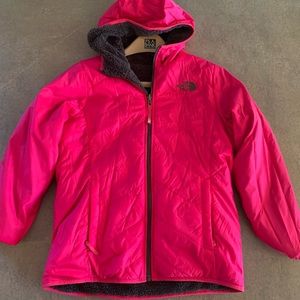 The North Face Pink/Gray Reversible jacket Girls XL